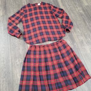 Vintage Red Pleated Skirt